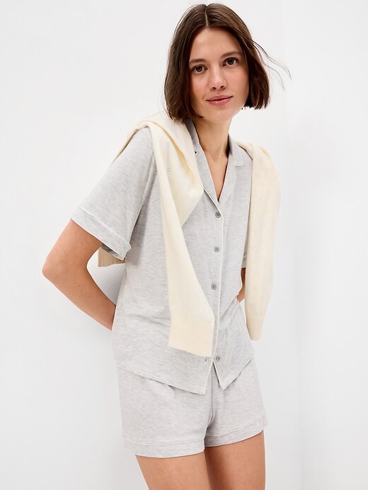 Sunday Sleep Knit Jersey Short Set Heather Gray