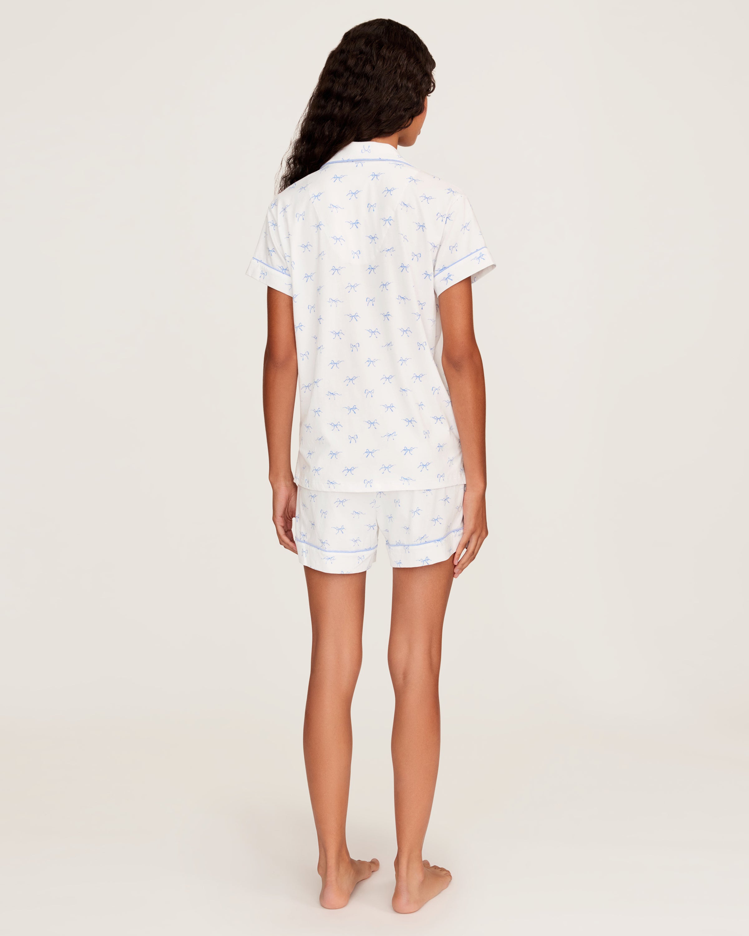 Women's Pima Short Sleeve Short Set in Something Blue Bows