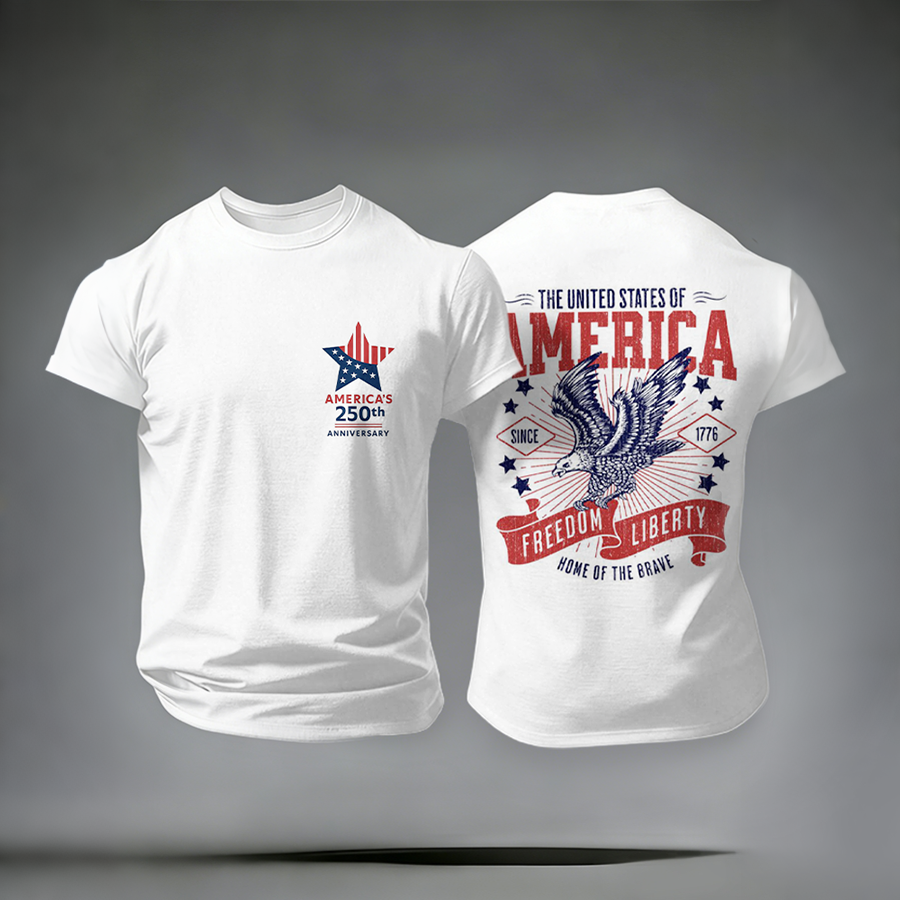 Men'S Casual American Founding Celebration Personalized Printed Round Neck T-Shirt