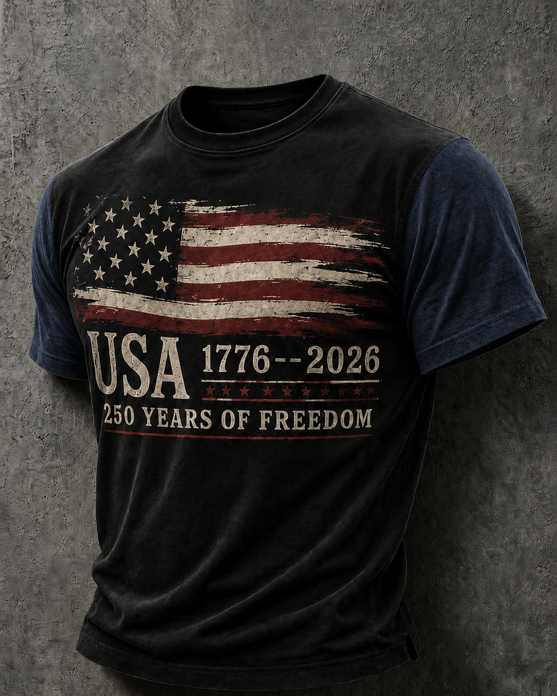 Men'S Casual American 250Th Anniversary Printed Round Neck Short Sleeved T-Shirt
