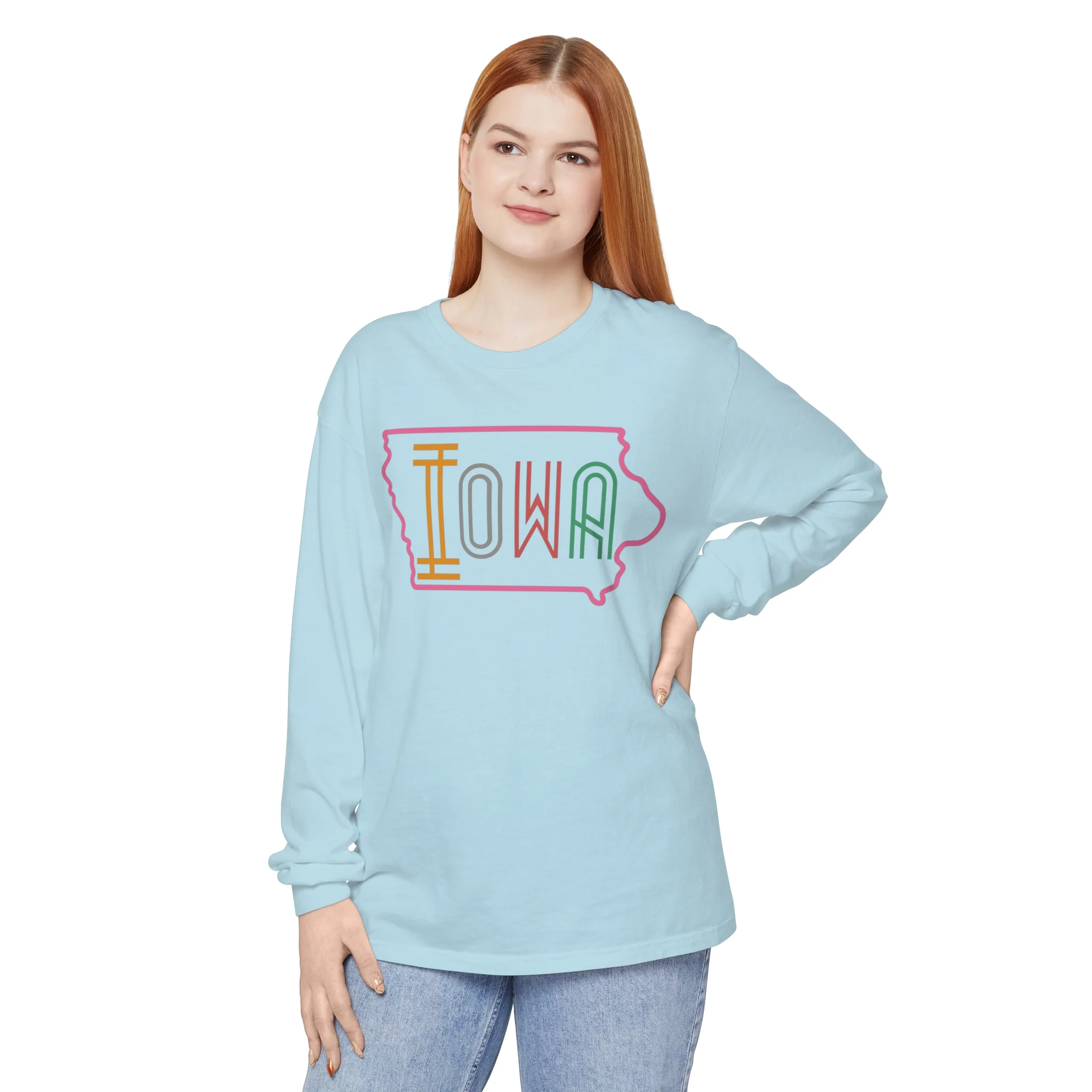 Iowa Pink Unisex Garment-dyed Long Sleeve T-Shirt