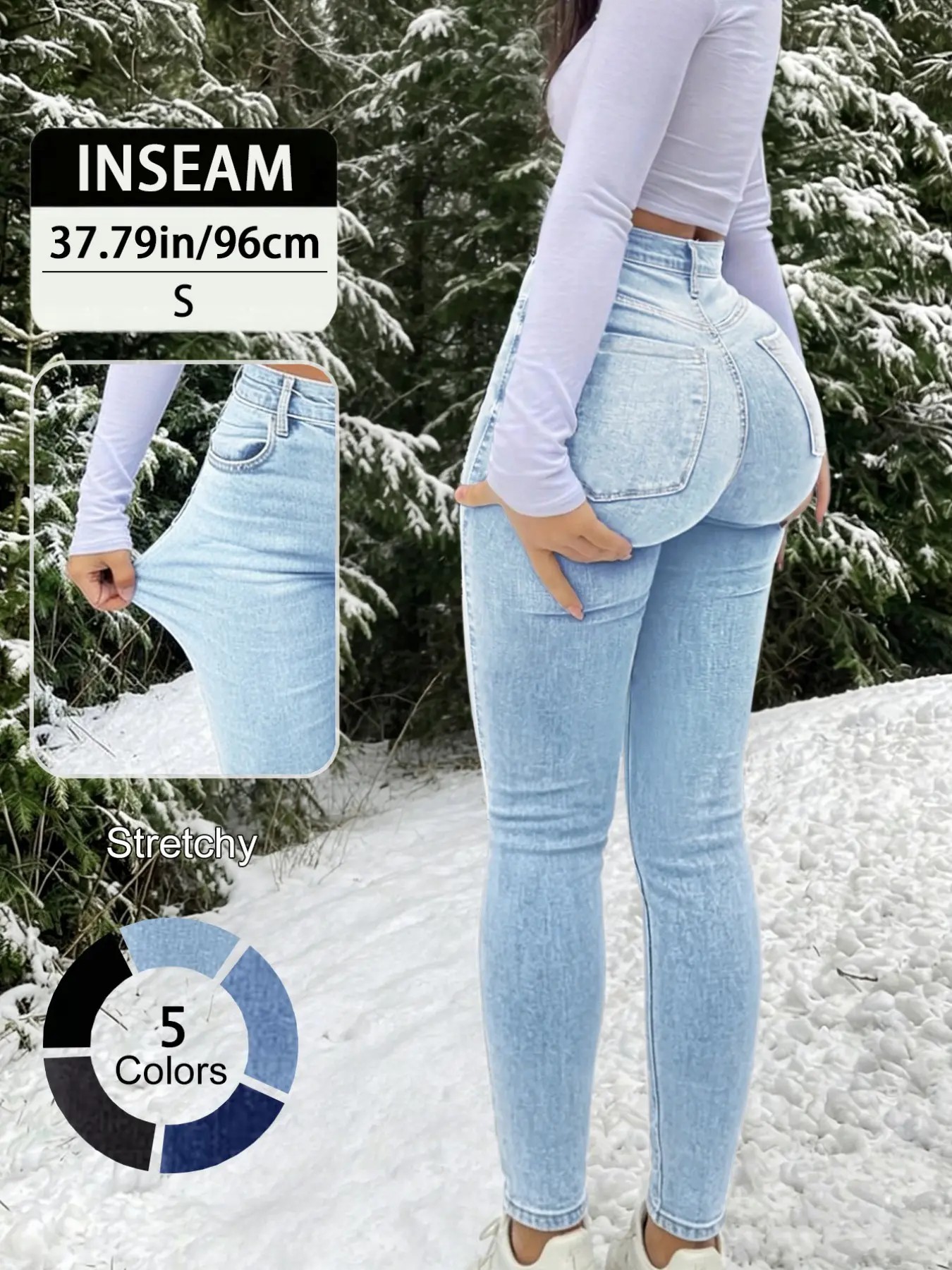 Women’s High Waist Skinny Denim Jeans – Slim Fit Stretch Casual Light Wash Pants