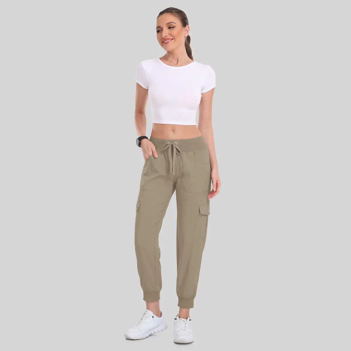 PLUS SIZE Lightweight Hiking Cargo Pants Outdoor Quick Dry Casual Travel Sweatpants Joggers Elastic Waist 6 Pockets
