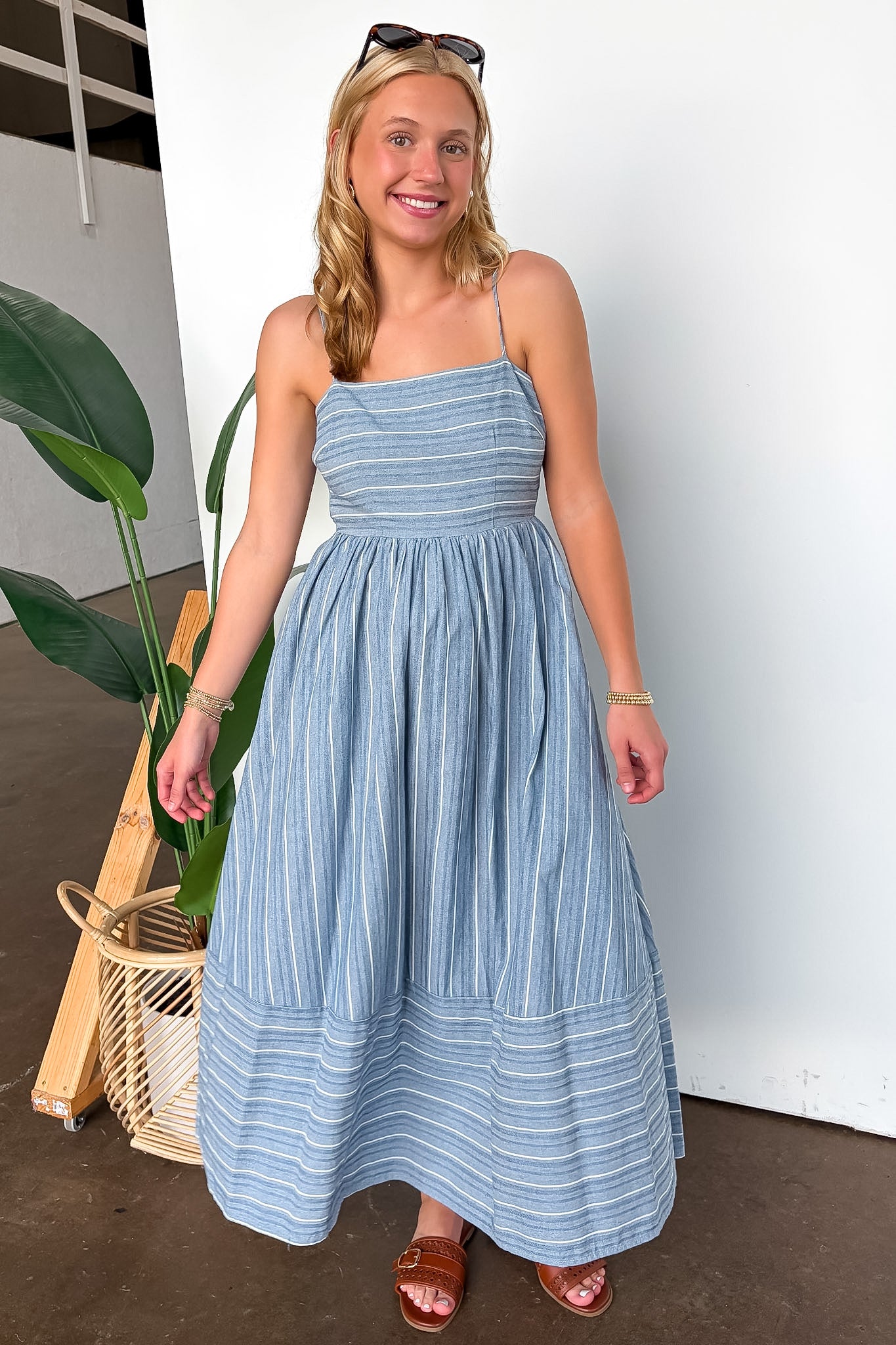 Striped Smocked Back Dress