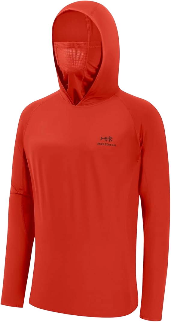 ☀️☀️UPF 50+ Men’s Long Sleeve Fishing Shirt with Mask UV Neck Gaiter Hoodie