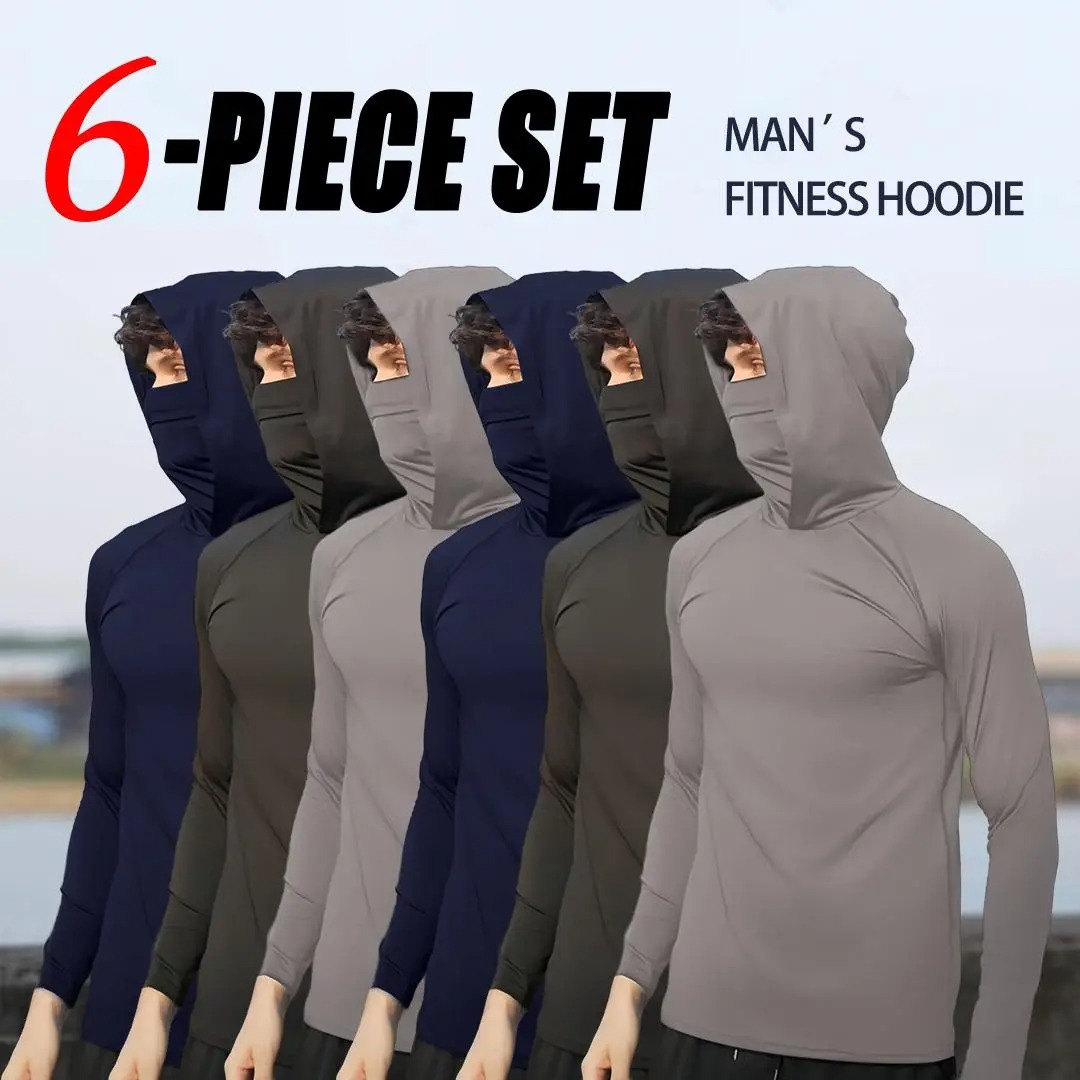 Men's Athletic Hoodies Long Sleeve Fishing Shirts  with Face Mask