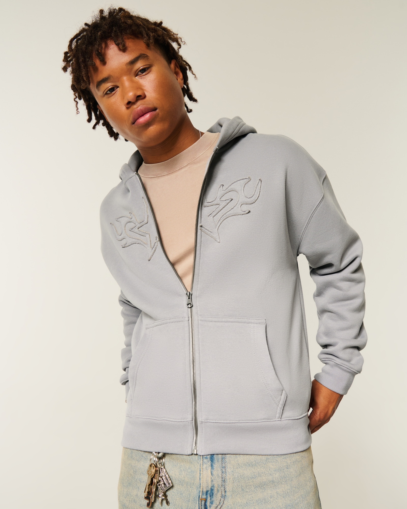 Boxy Zip-Up Hoodie