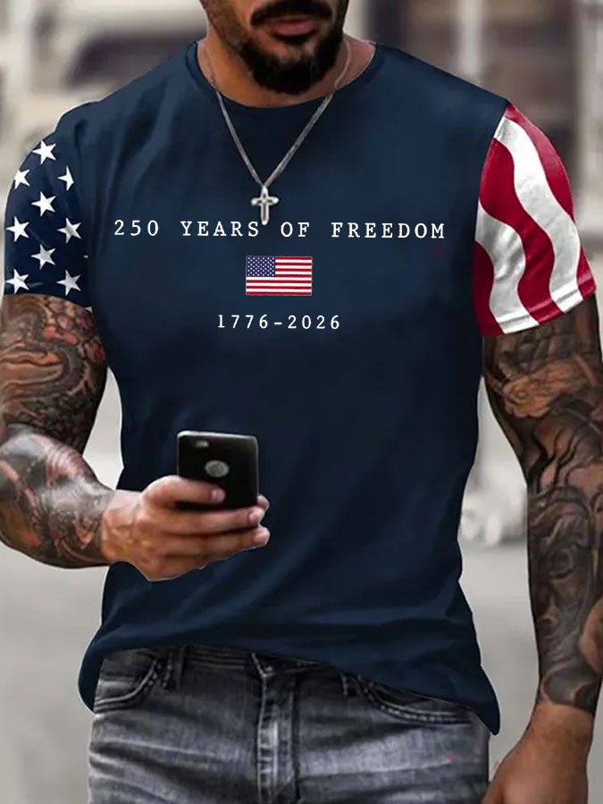 Men'S 250Th Anniversary Printed Casual T-Shirt