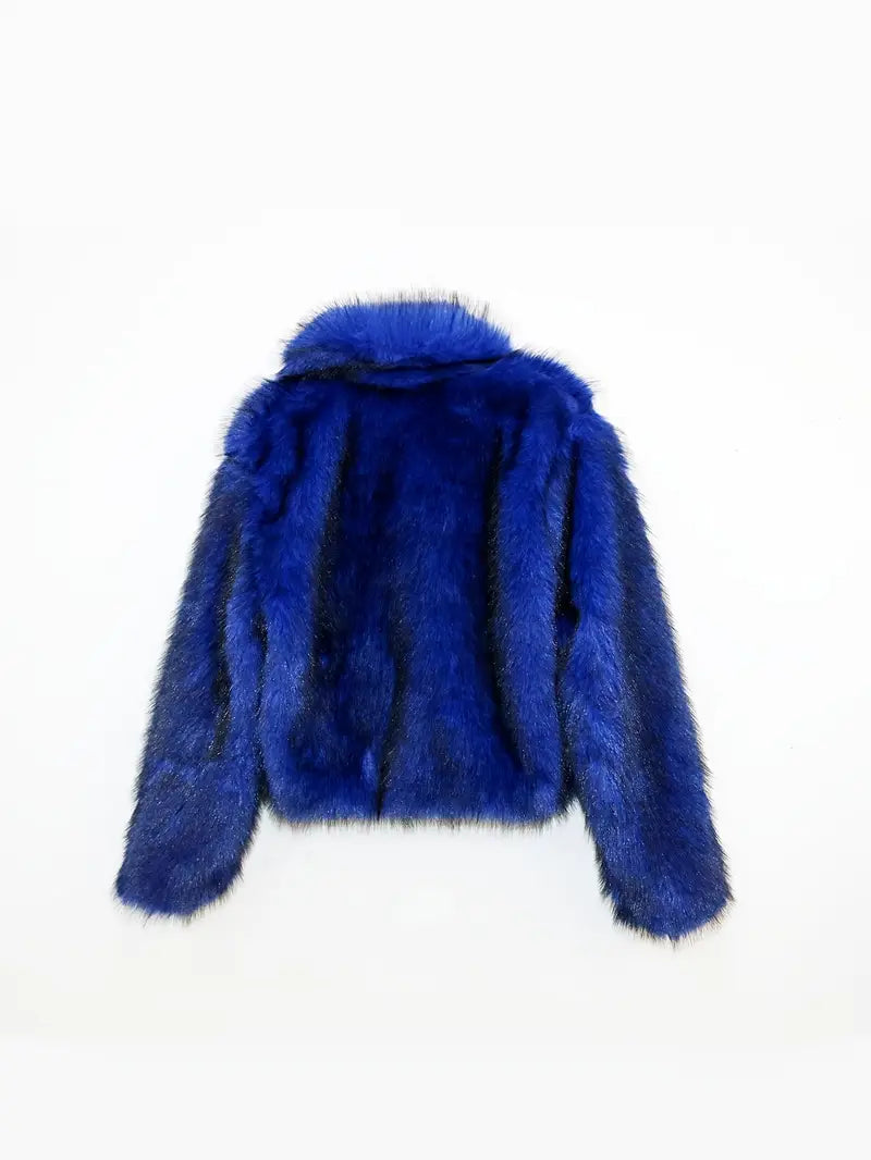 Women's Solid Color Faux Fur Jacket, Casual Fashionable Short Fuzzy Jacket for Fall & Winter, Women's Clothing for Daily Wear, Coat