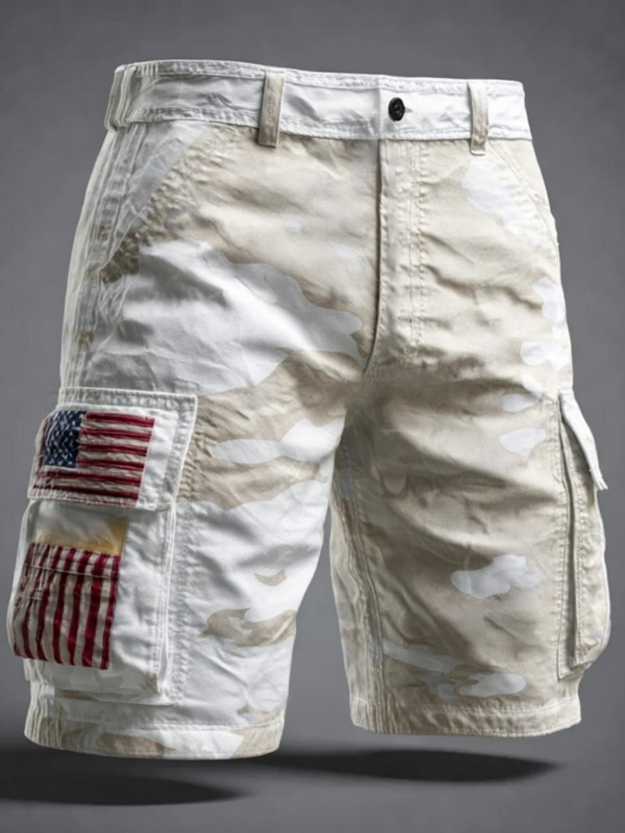 Retro American 250th Anniversary Camouflage Print Men's Shorts