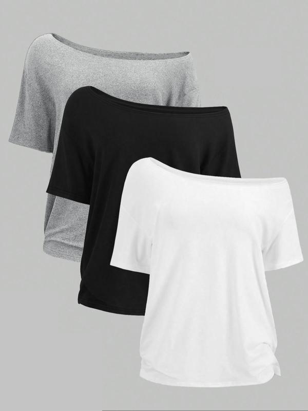 Women’s Solid Color Loose Tee – Casual Basic Short Sleeve T-shirt for Daily Wear