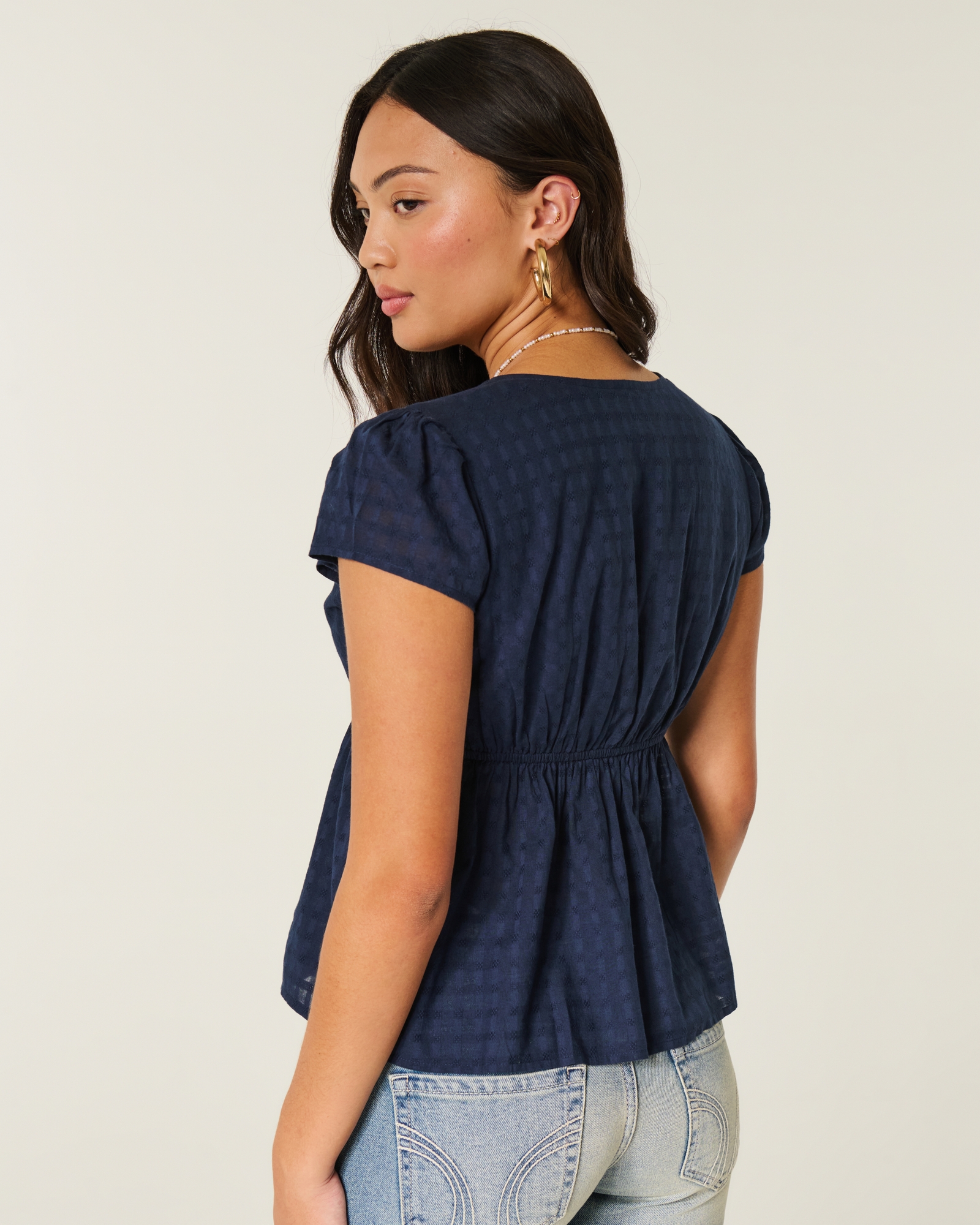 Short-Sleeve Flyaway Babydoll Top