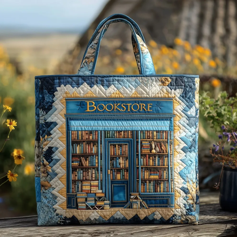 Whispers of the Blue Bookshop Quilted Tote ✨📚🌿
