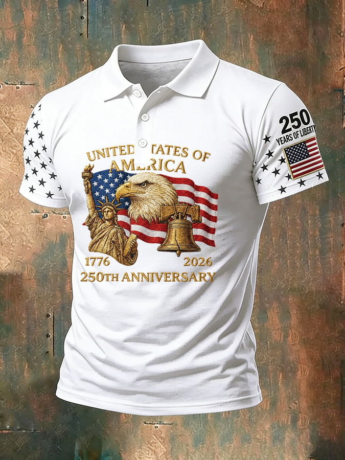 Unisex Casual 250Th Anniversary Celebration Short Sleeved Polo Shirt