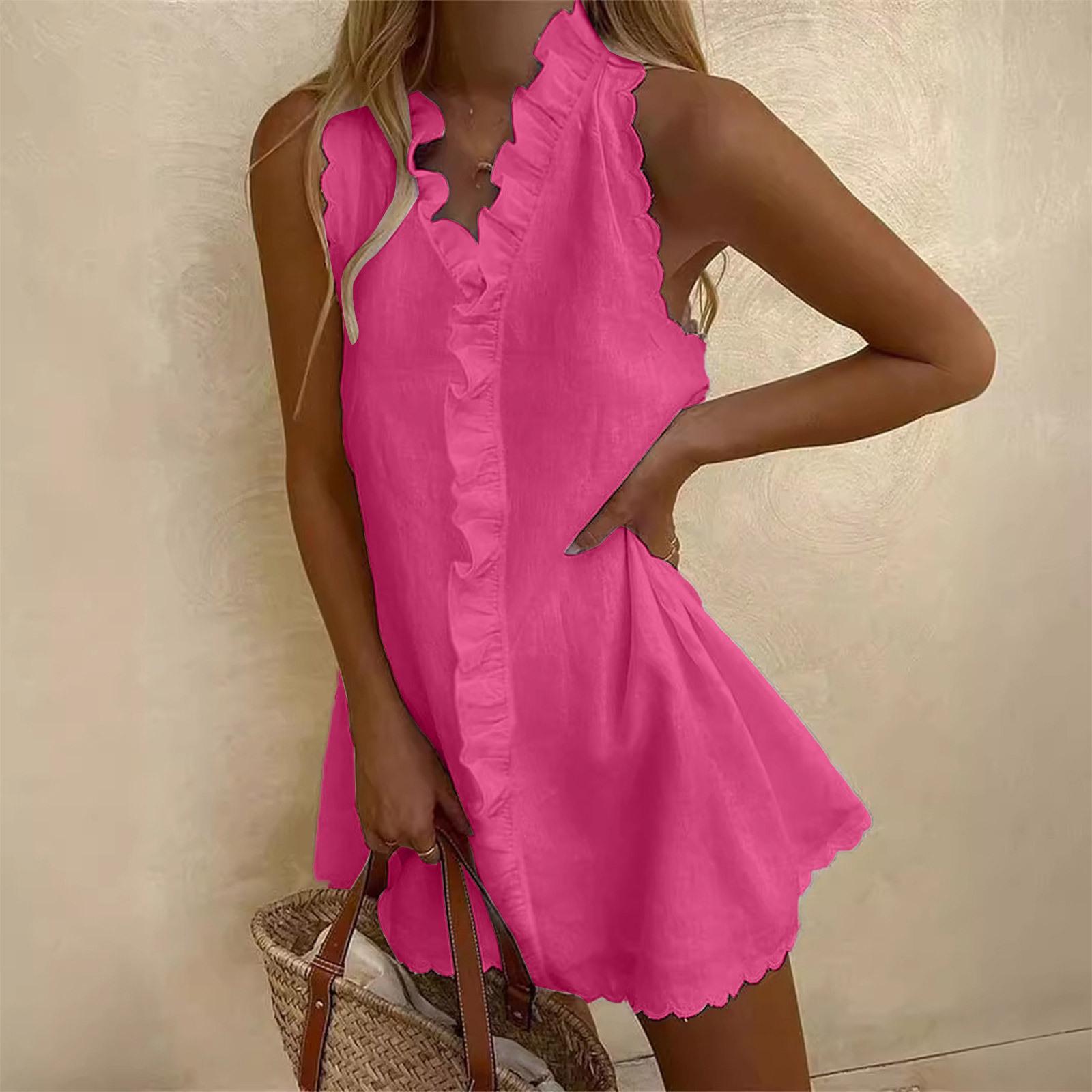 Women's sexy halter-neck ruffled summer dress