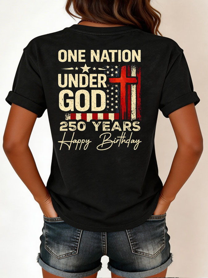 Women'S One Nation Under God Round Neck T-Shirt