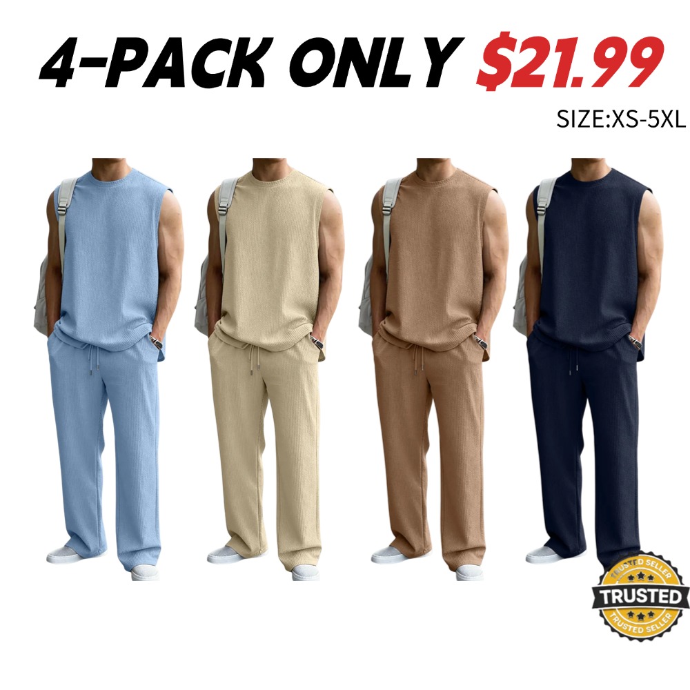 Men's Ribbed Knit Two-Piece Sports Set