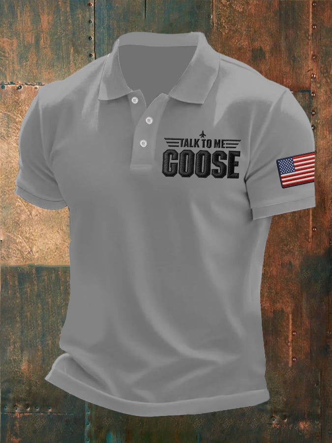 Men's Retro Talk To Me Goose Printed Polo Shirt