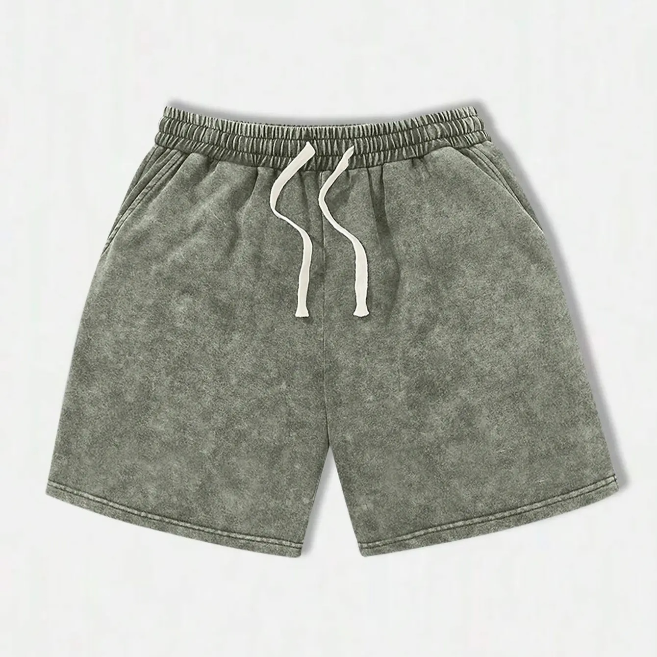 Men’s Snow-Wash Cotton Blend Drawstring Shorts