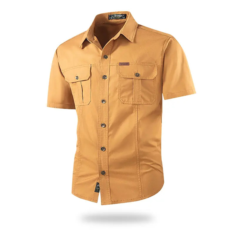 Lightweight, multi-pocket short-sleeve utility shirt for summer outdoor leisure.