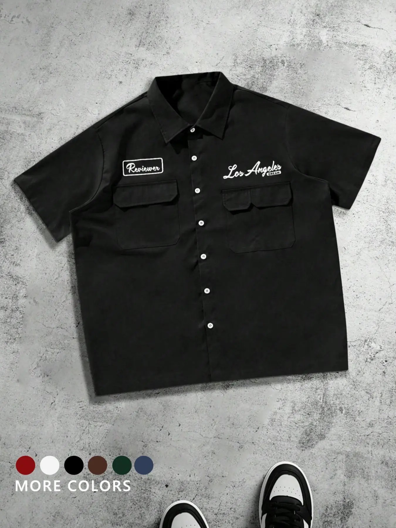 Men's Plus Size Casual Loose Fit Work Shirt, Button Front, Square Short Sleeve, Multiple Pockets, Urban Style, Perfect Gift