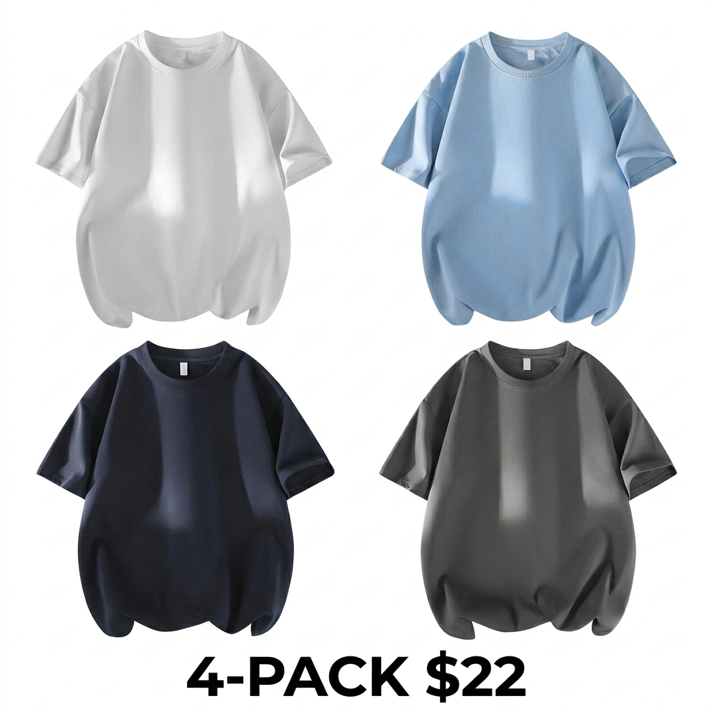 Men's 6-Pack 100% Cotton Crew Neck T-Shirts – Soft Loose Fit