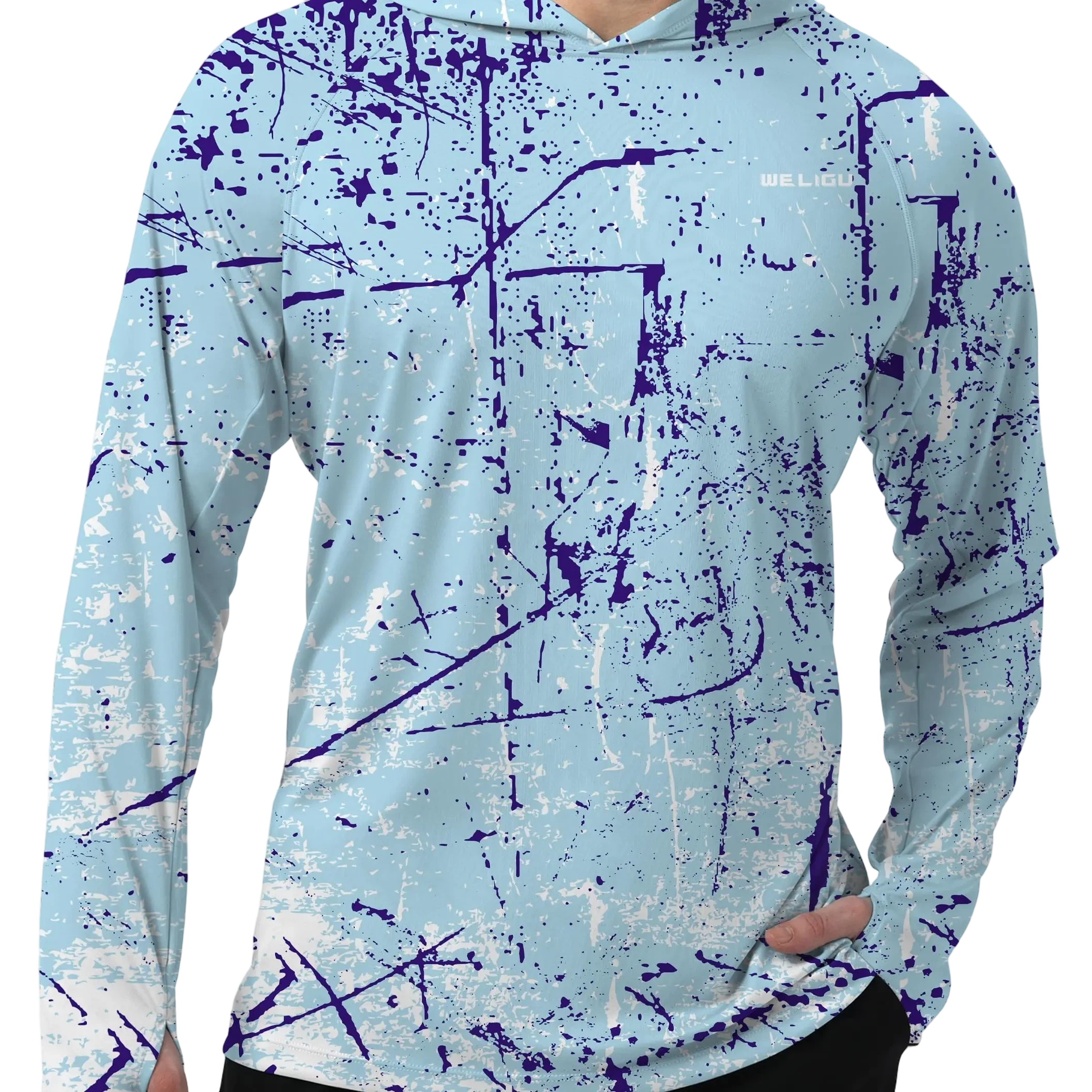 Men's UPF 50+ Sun Protection Hoodie Shirt Long Sleeve SPF Fishing Outdoor UV Hiking Lightweight Shirts