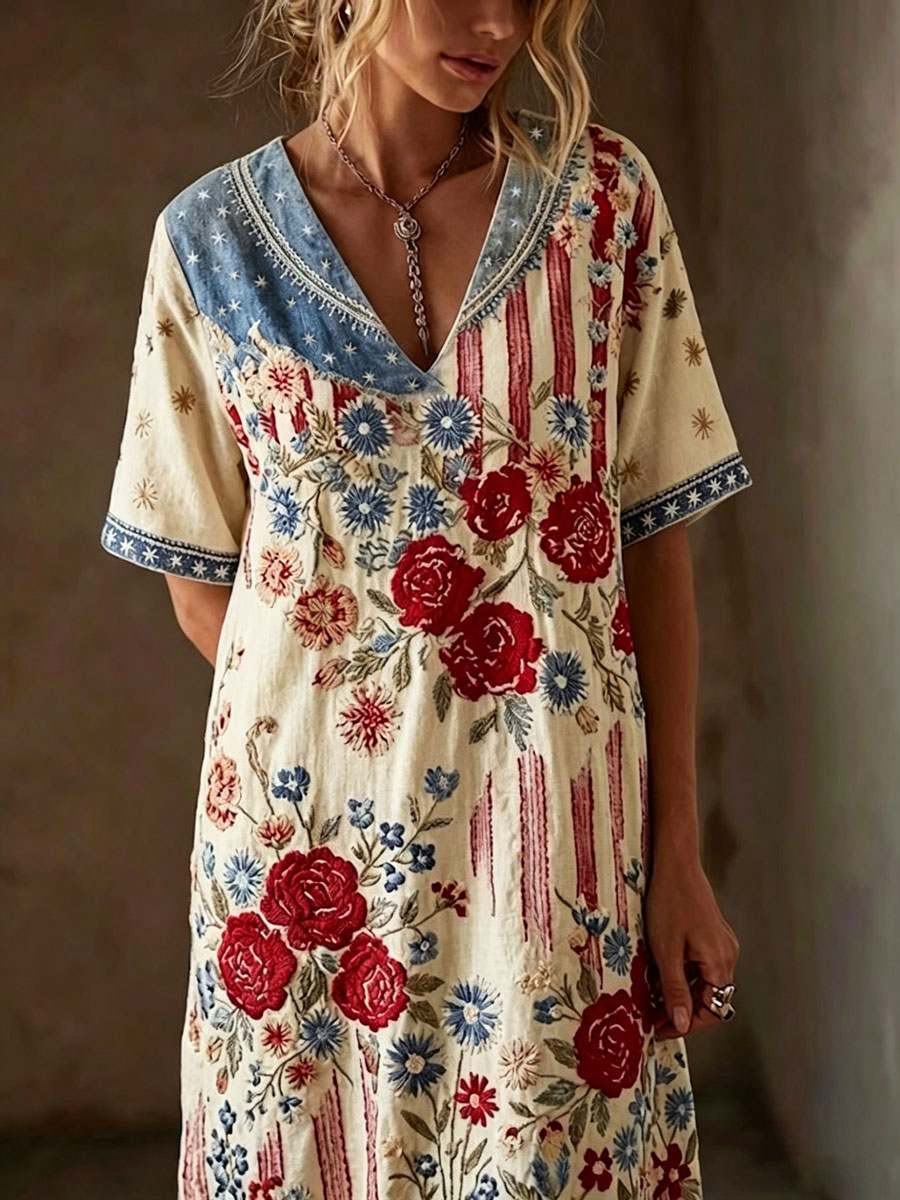 Women'S Casual American Independence Day Print Art Casual Dress
