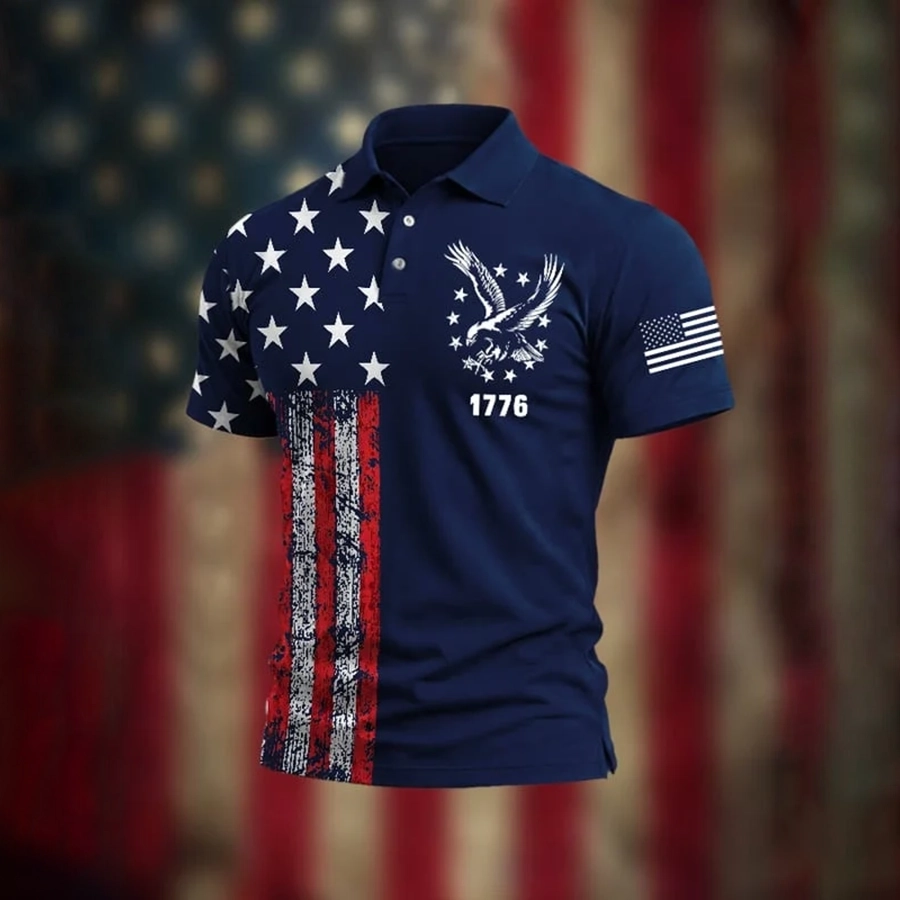 Men'S Business And Leisure Polo Shirt Commemorative Of The Founding Of The United States