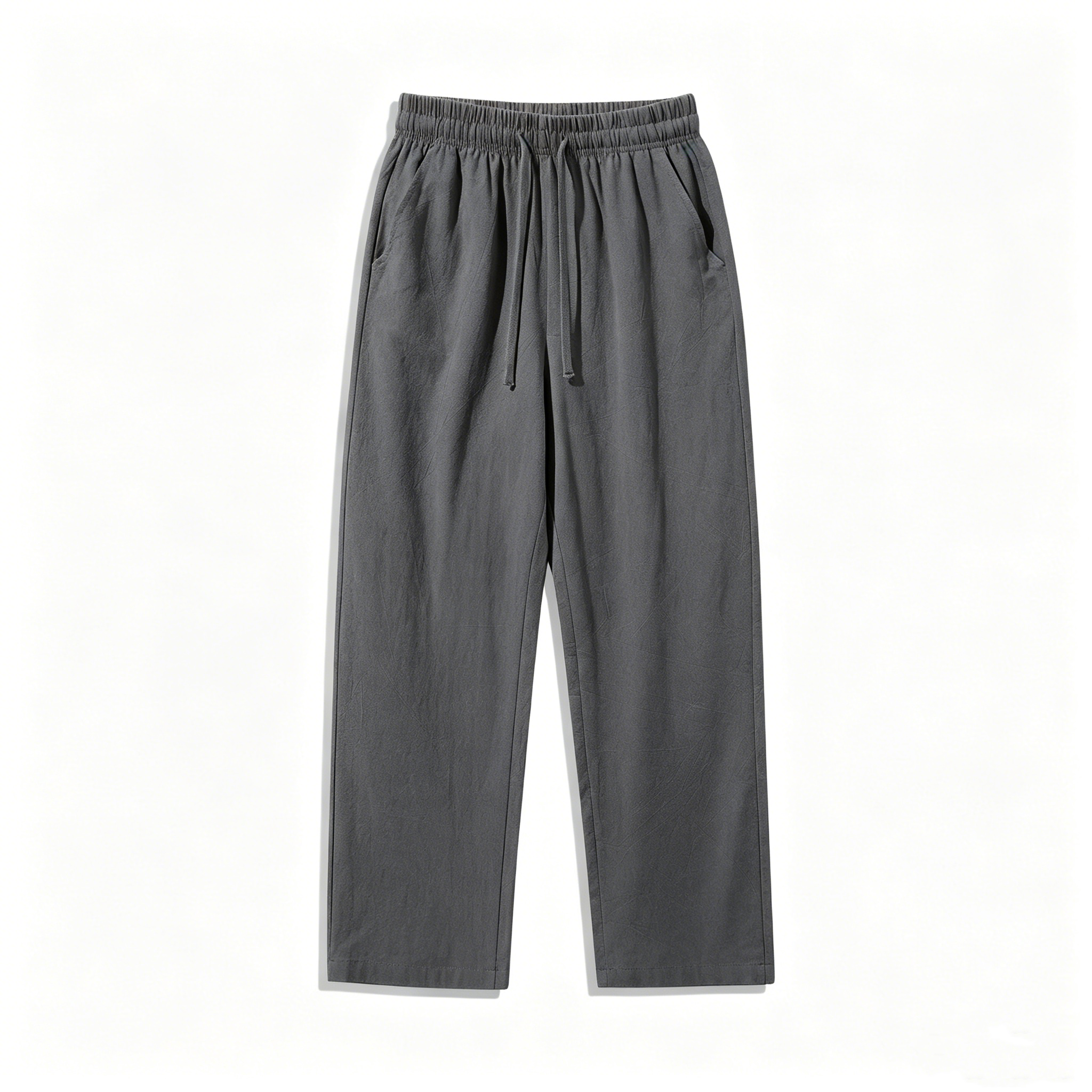 Unisex 100% Cotton Linen Wide Leg Pants – Elastic Drawstring Summer Trousers