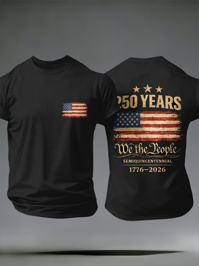 Men'S Casual American Founding Celebration Personalized Printed Round Neck T-Shirt