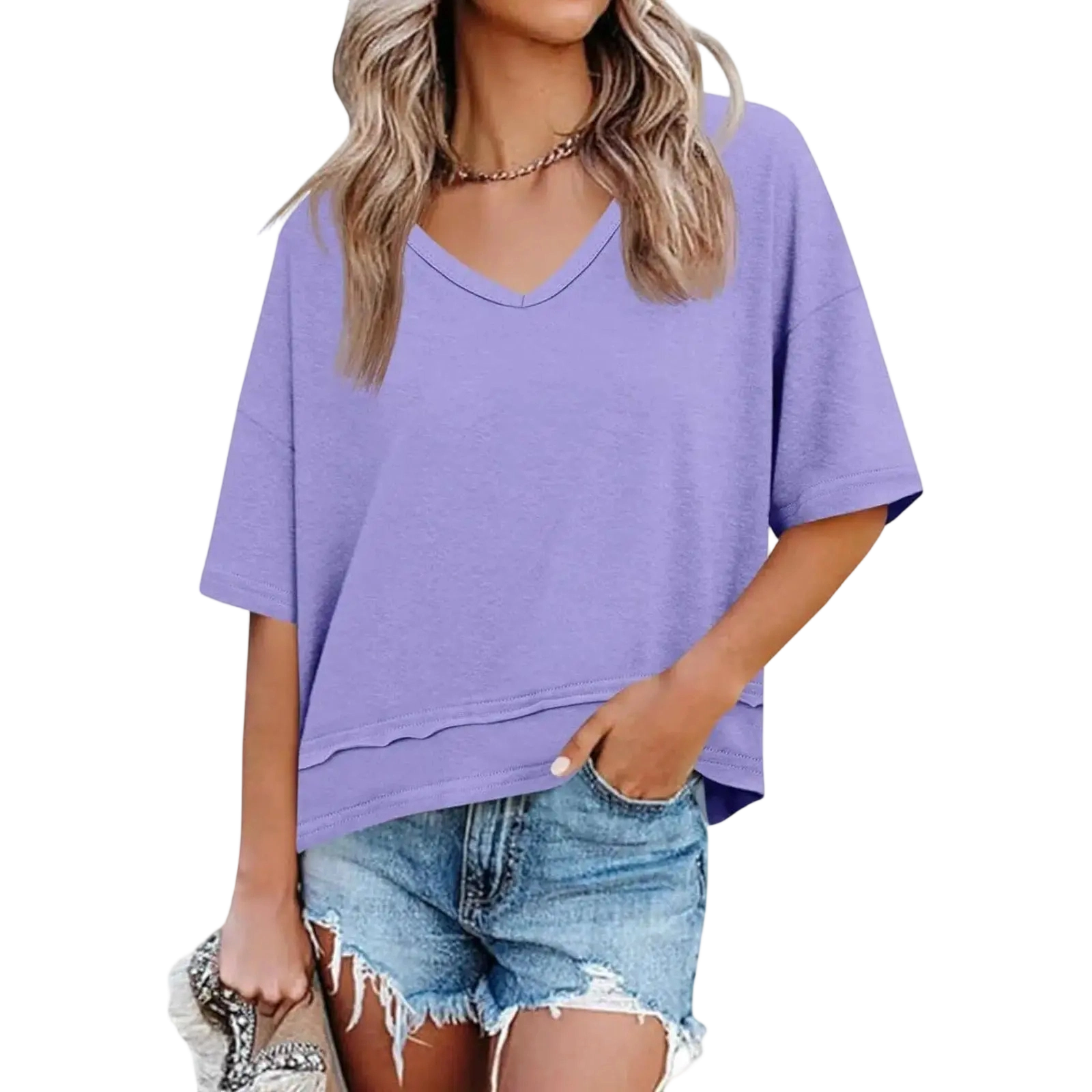 Last Chance! 5 Pieces for $24 – Today Only! Women's Summer V Neck T Shirts Casual Short Sleeve Flowy Tops Cute Loose Fit Basic Tees Soft