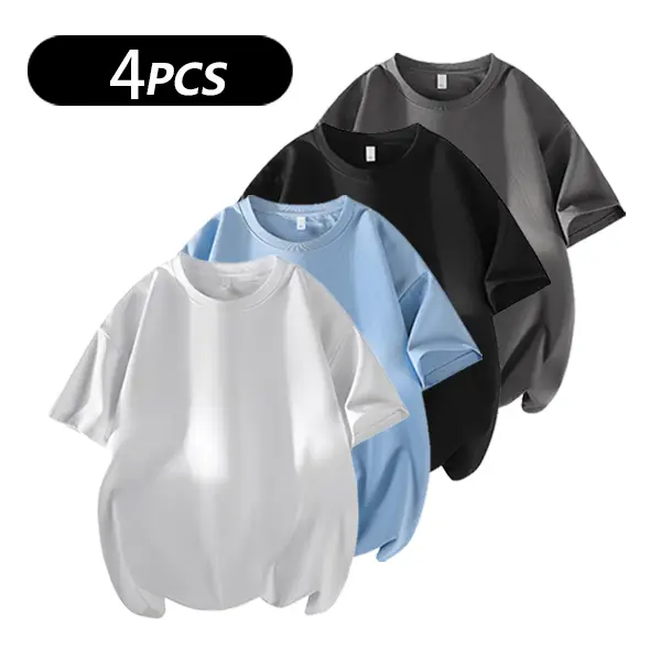 Men's 3PCS 100% cotton Crew Neck T-Shirts Set - Soft Loose Fit Navy Gray Black Tees for Casual Daily Wear