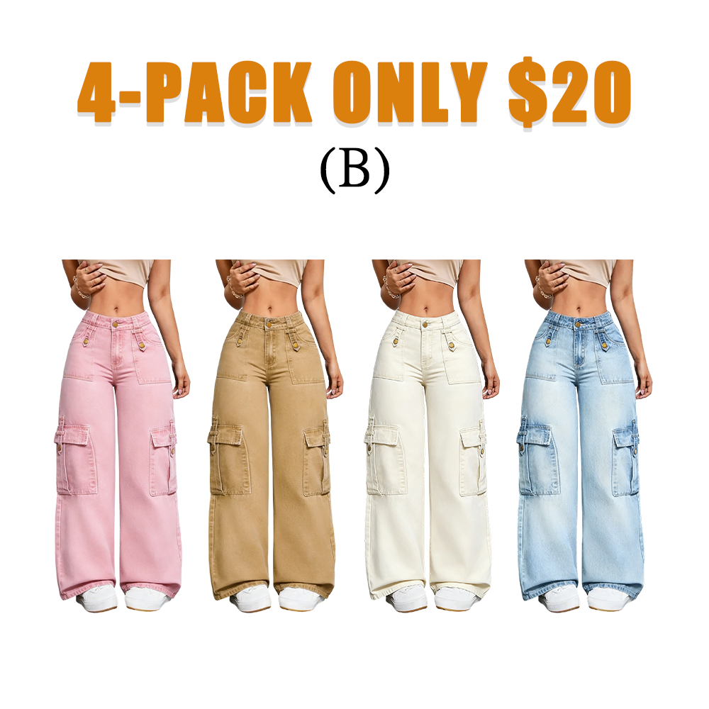 Women's Stretchy Multi-Pocket Straight Leg Jeans