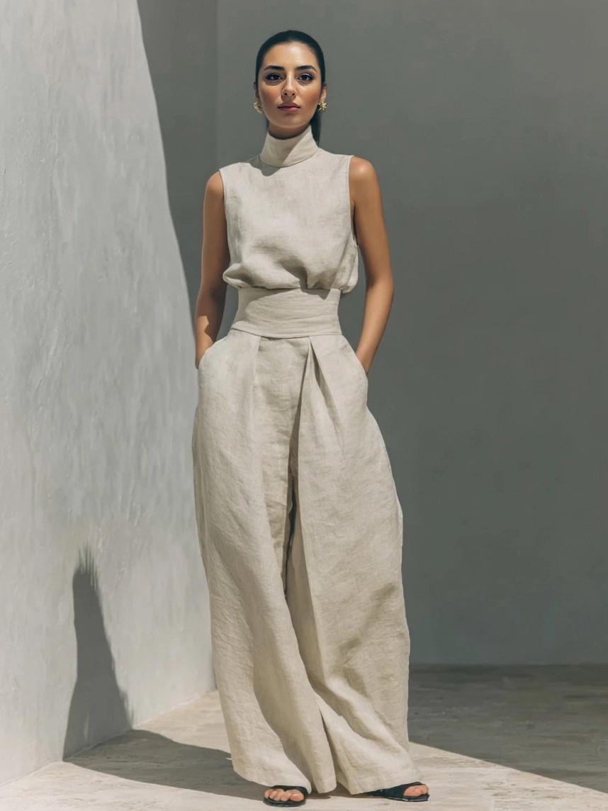Elegant Linen-Blend Two-Piece Set