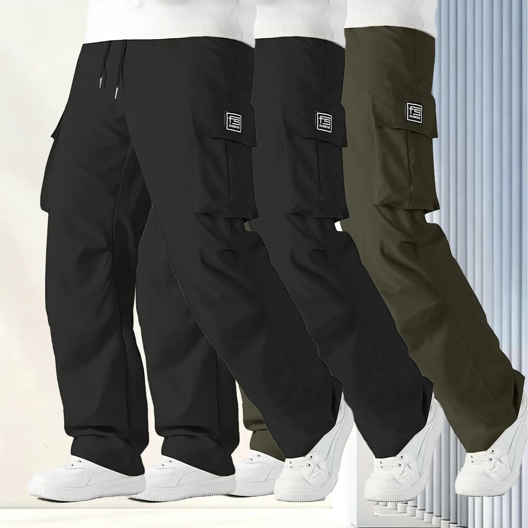 Men's Tactical Cargo Pants, Elastic Waistband & Multi-Pocket Design