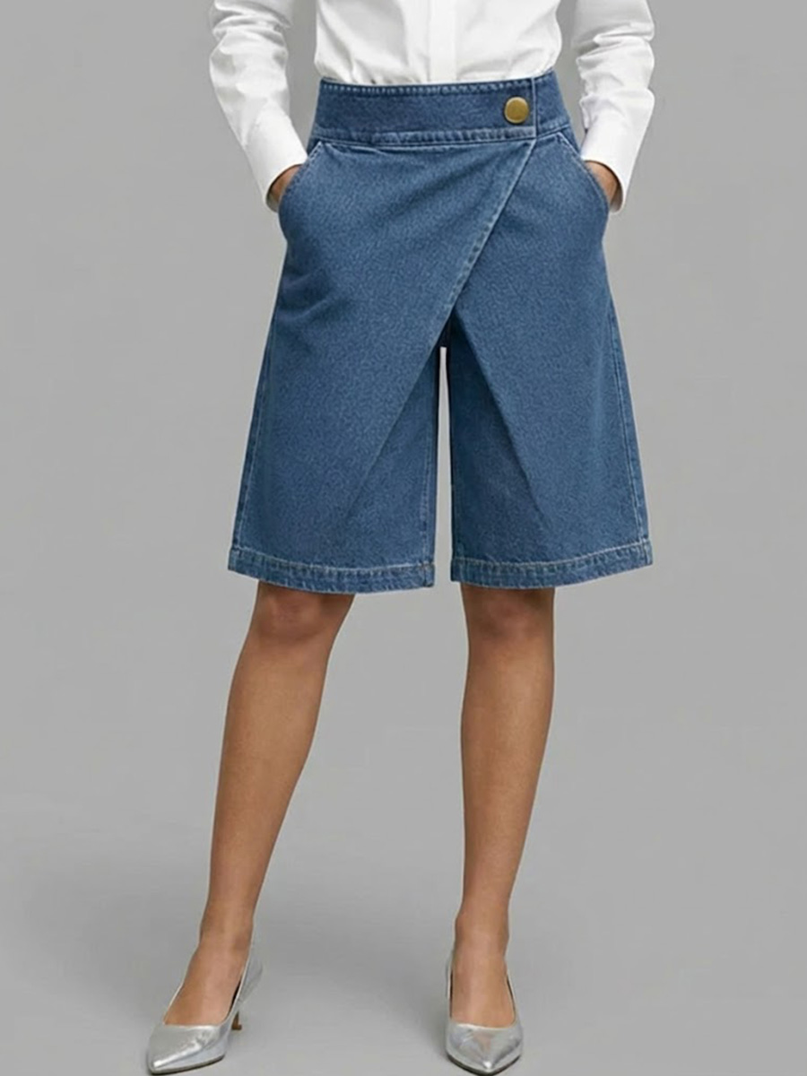 Women's High-waisted Casual Loose Denim Shorts