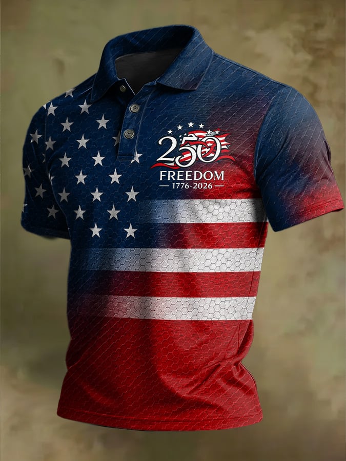 Men's USA 1776-2026 Freedom Printed Polo Shirt