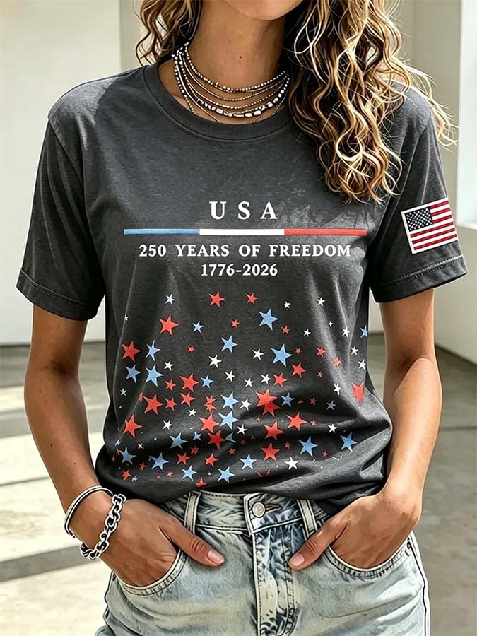 Women'S Casual Independence Day Printed Top