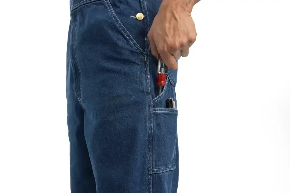 Men's Denim Bib Overalls Workwear with Adjustable Straps & Tool Pockets