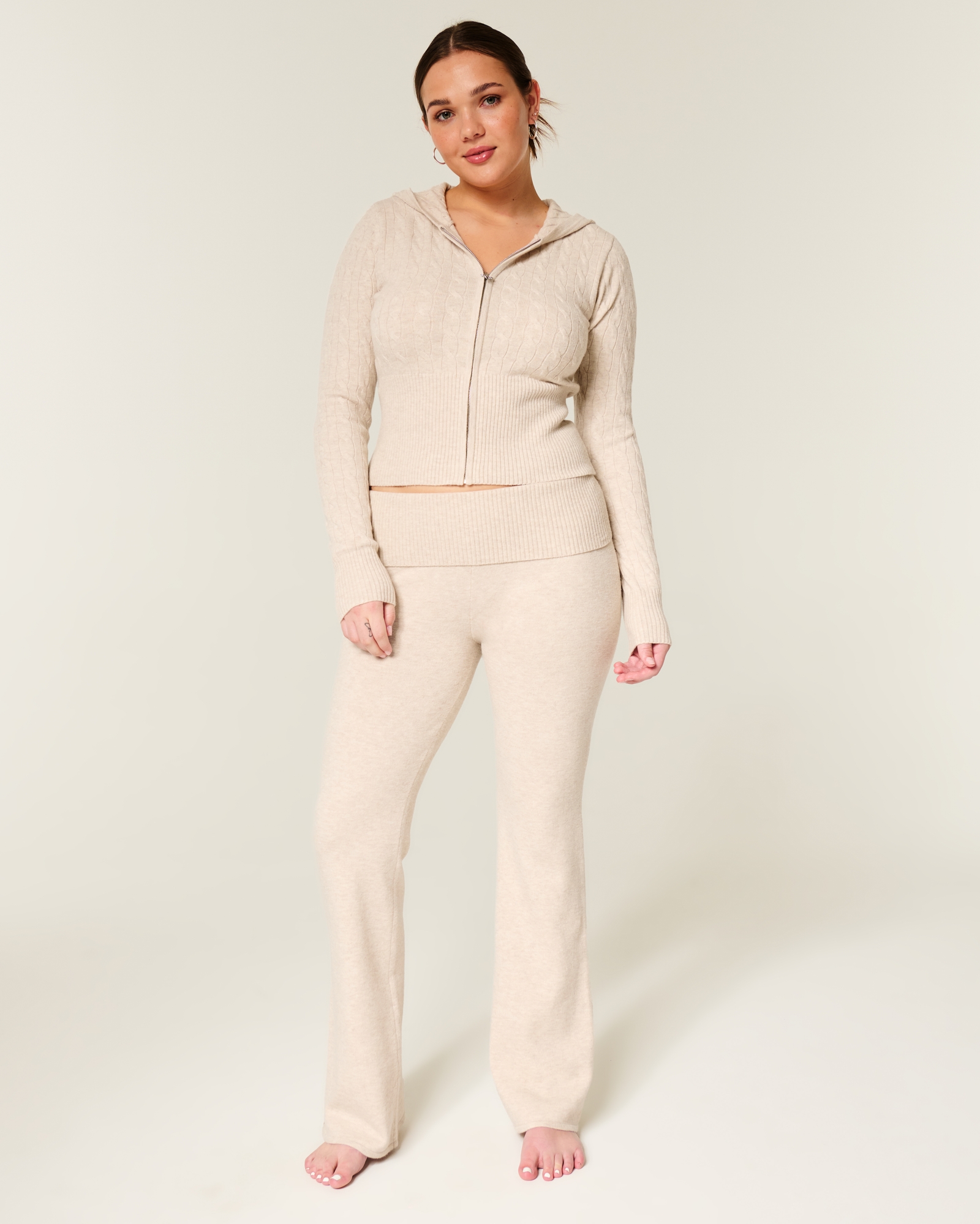 Gilly Hicks Sweater-Knit Foldover Waist Boot Pants