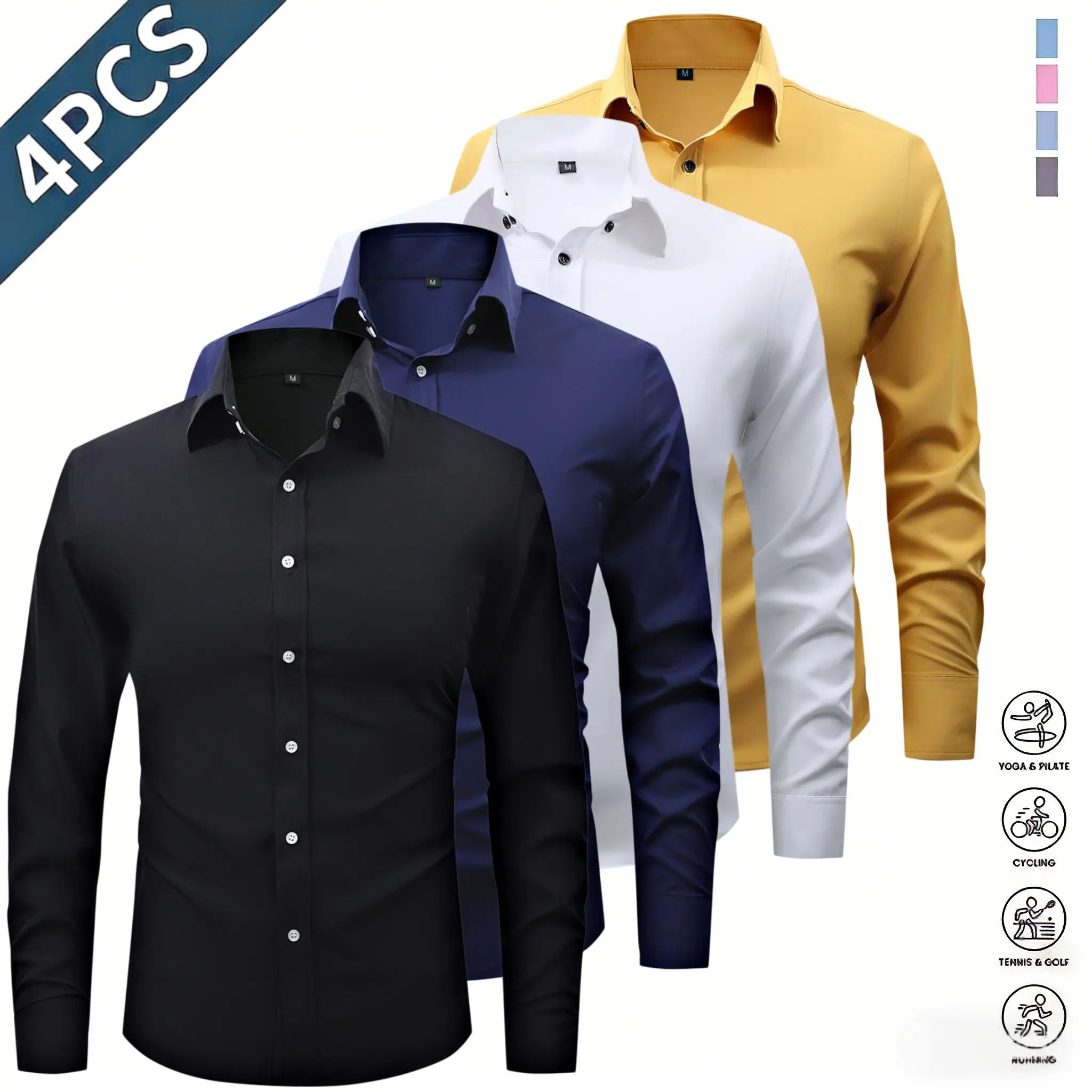 Men’s long-sleeve shirts with a notched lapel collar