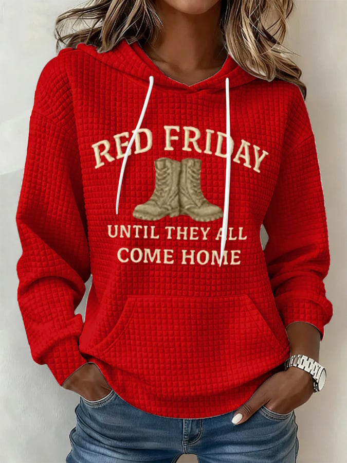 Women's Red Friday Print Hoodie