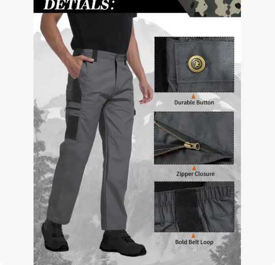 Men's Solid Color Durable Outdoor Training Pants, Fishing, outdoor activities, work, hiking, camping