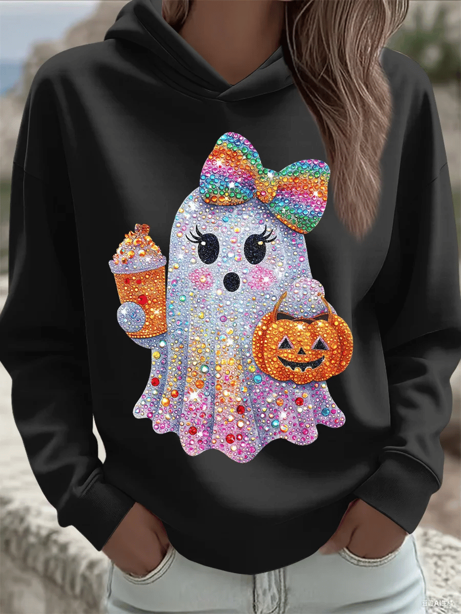 🔥HOT SALE🔥Women's Halloween Pumpkin Ghost Art Print Sweatshirt