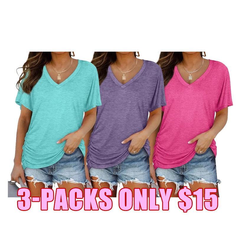 Essential Side-Ruched V-Neck Tee