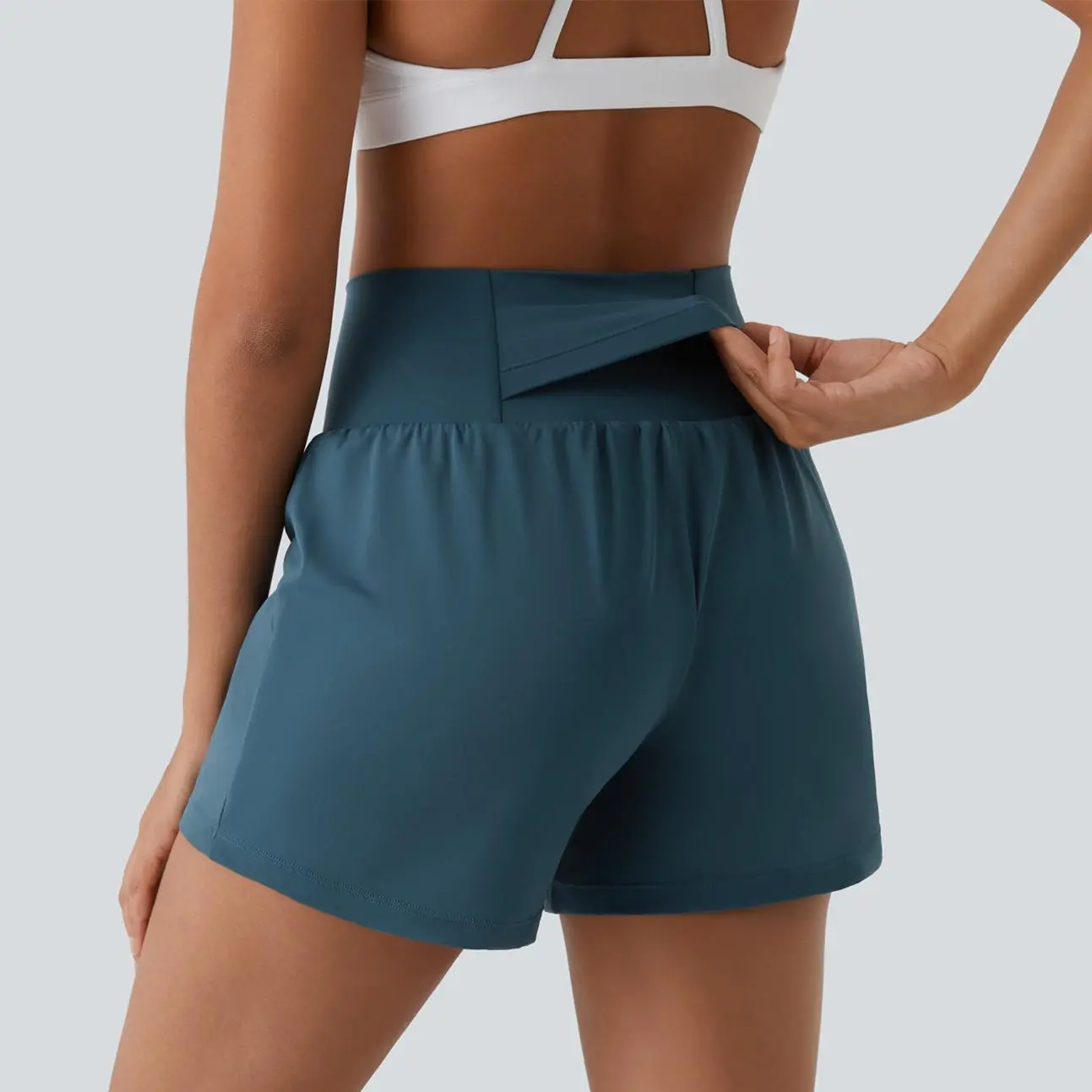 Super High Waisted Back Pocket & Side Hidden Pocket 2-in-1 Yoga Shorts