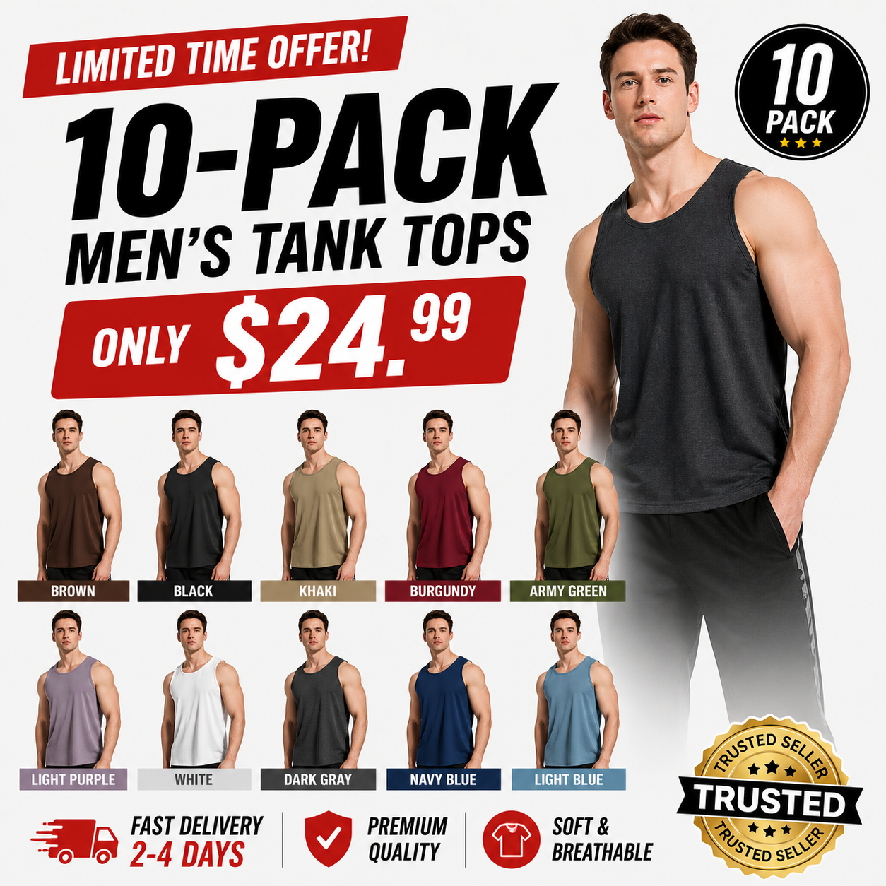 Super Value Combo Pack: Men's Quick-Drying Gym Vest — Breathable, Sleeveless Muscle Shirt