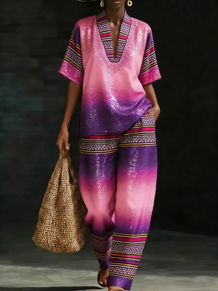 African Bohemian African Print Linen-Cotton Set