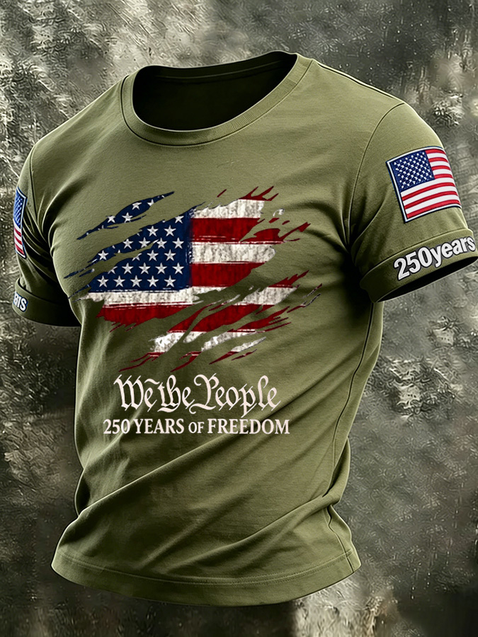 Men'S America Flag Printed Casual T-Shirt